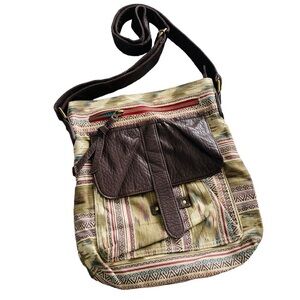 Pistil Boho Hobo Crossbody Bag Green Fabric